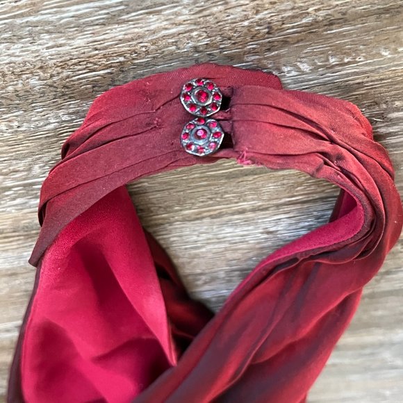 Kay Unger Metallic Red Chiffon Halter Ball Gown - Size 4 - Picture 4 of 12